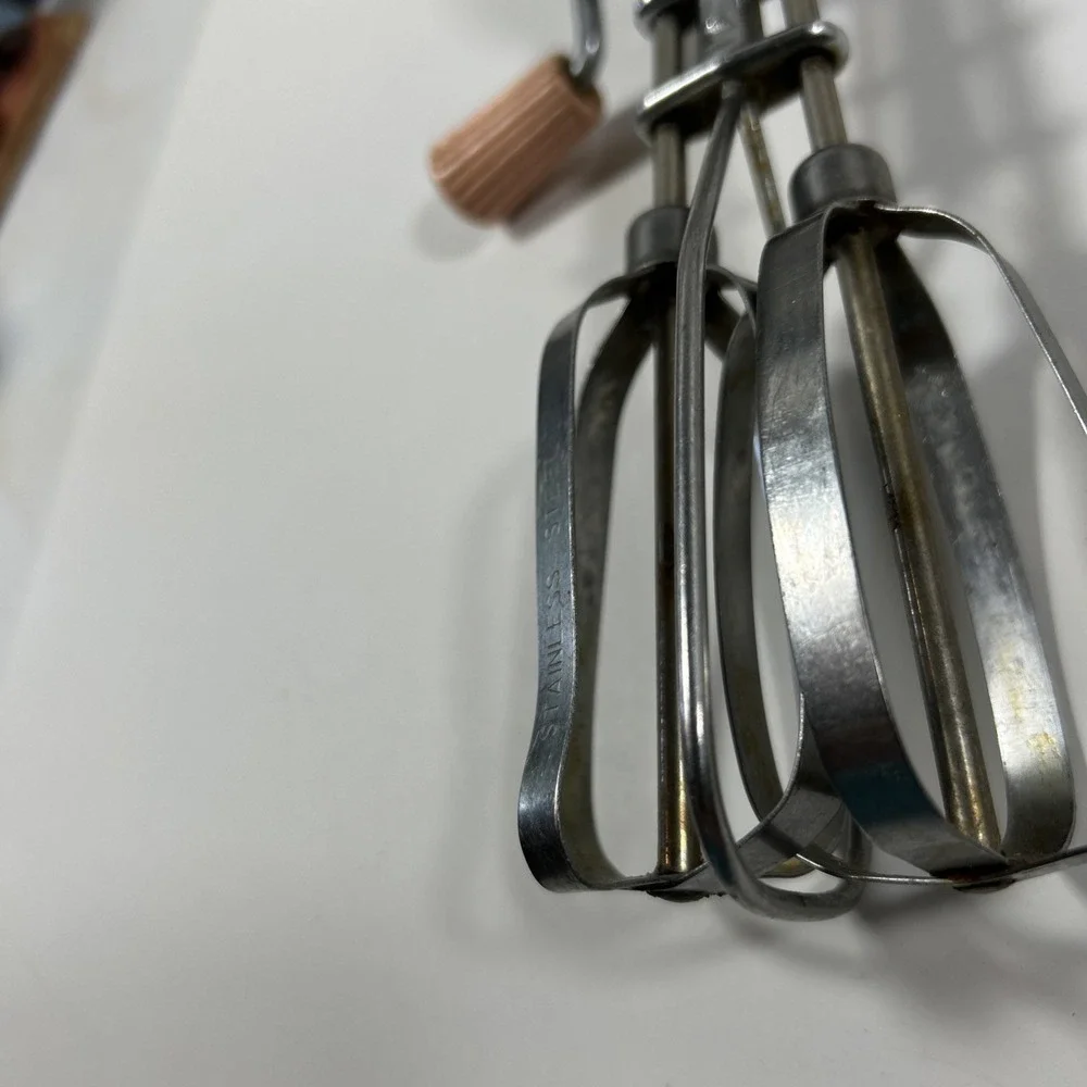 Vintage Stainless Steel‎ Hand Turn Double Beaters Mixer